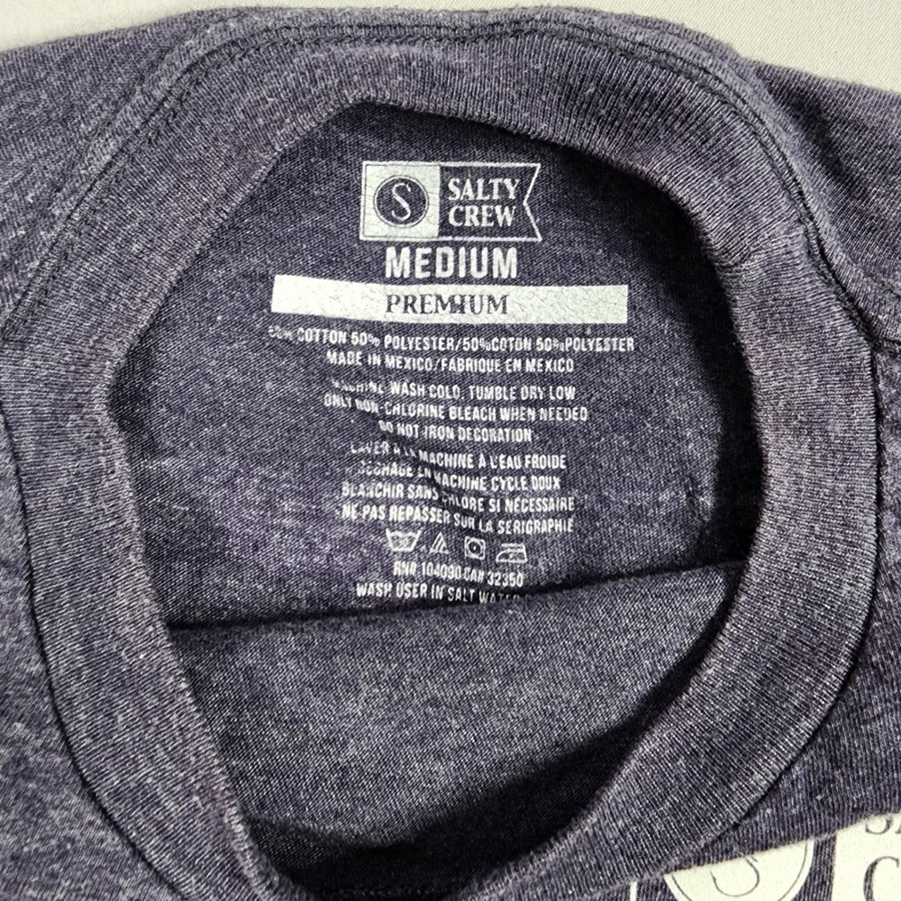 Salty Crew Mens Premium Graphic T-Shirt Heather Charcoal Grey Med Short Sleeve - Picture 4 of 11